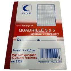 DESTOCKAGE-CARNET AUTOCOPIANT QUAD.5/5 140X105 50/2+0
