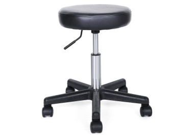 TABOURET NOIR A ASSISE REMBOURREE