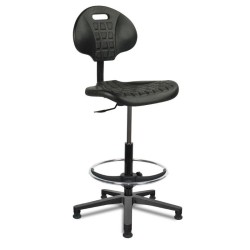 Chaise polyuréthane noir avec repose pied