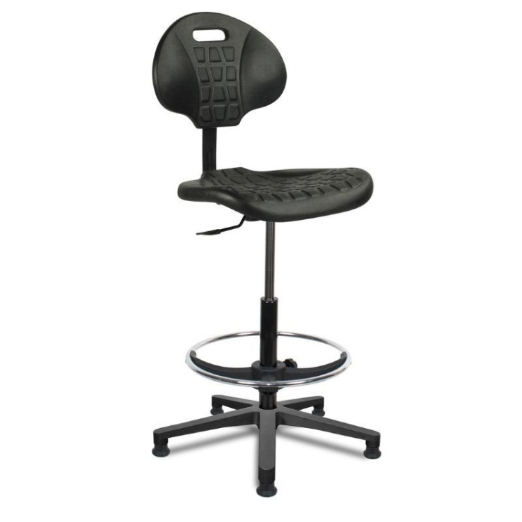 Chaise polyuréthane noir avec repose pied