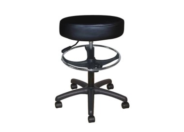 Tabouret assise noir rembourrée avec repose pied