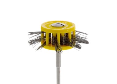 Brosse sur tige à satiner fils acier 9/13/5 mm