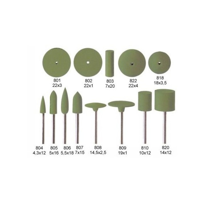 Meulette polissoirs EVE vert  - GRAIN SUPER FIN - Sur Tige ou non monté