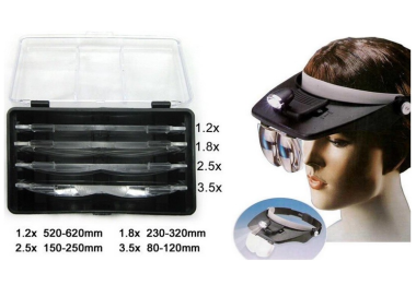 CASQUE LOUPE BINOCULAIRE +  4 JEUX DE VERRES