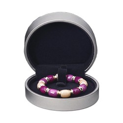 ECRIN ROND BRACELET GRIS METALISE INTERIEUR NOIR