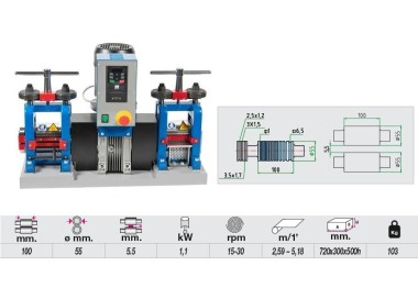 LAMINOIR ELECTRIQUE DOUBLE AVEC VARIATEUR 100MM - PLAQUE ET FIL 100MM
