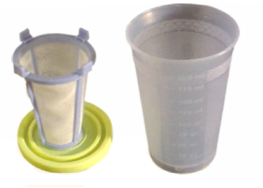 PANIER PLASTIQUE ROND AVEC EPUISETTE POUR PIERRES