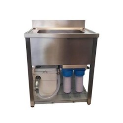 EVIER 60x60xH90 - AVEC POMPE + SYST. FILTRATION 2 CARTOUCHES