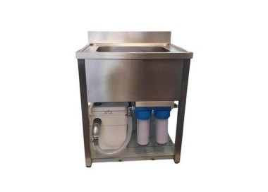 EVIER 60x60xH90 - AVEC POMPE + SYST. FILTRATION 2 CARTOUCHES