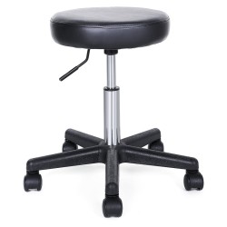 Tabouret noir avec assise rembourrée à gaz avec roulette gaz moyen 44/56 cm