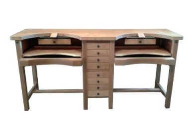 Établi 2 places - 8 tiroirs - 2000X600X960 - Complet top bois - JULIA