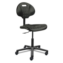 Chaise polyuréthane noir roulettes hauteur du gaz 41/50 cm (petit)