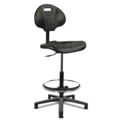 Chaise polyuréthane noir patins repose pieds hauteur du gaz 41/50 cm (petit)