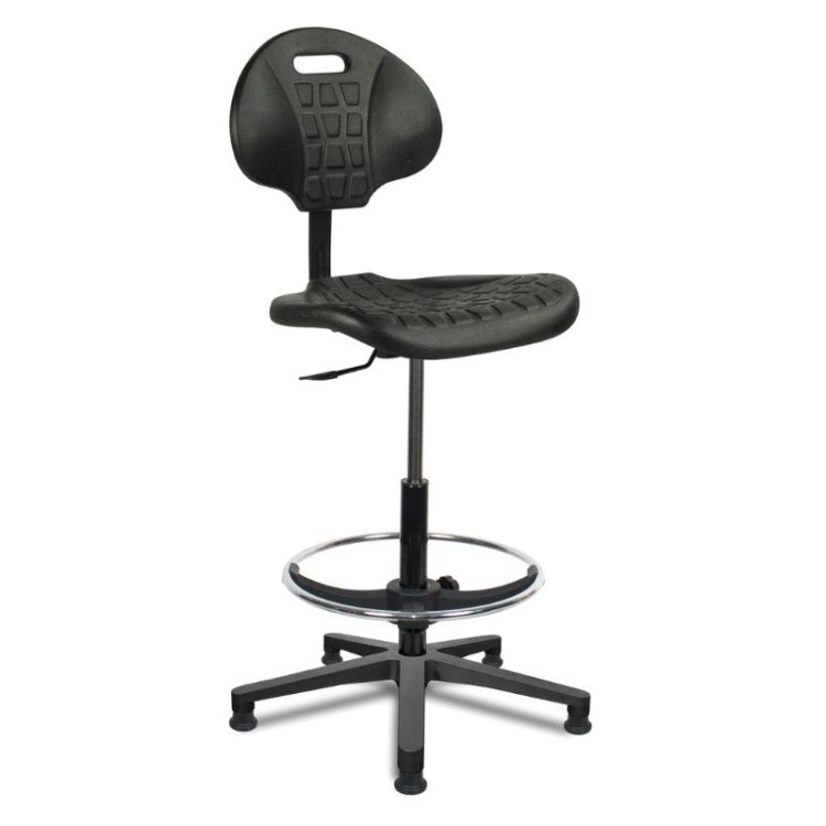 Chaise polyuréthane noir patins repose pieds hauteur du gaz 41/50 cm (petit)