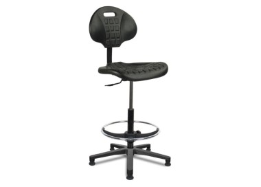 Chaise polyuréthane noir patins repose pieds hauteur du gaz 41/50 cm (petit)