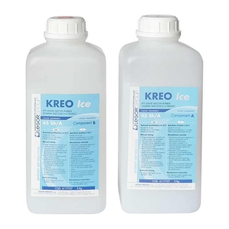 SILICONE LIQUIDE TRANSLUCIDE A FROID BI-COMPOSANT KREO ICE - 2x 1kg