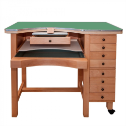 Établi 1 place - 8 tiroirs - cheville classique - Complet top stratifié vert