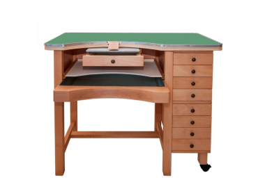 Établi 1 place - 8 tiroirs - cheville classique - Complet top stratifié vert