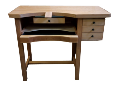 Établi 1 place - 3 tiroirs à droite - cheville classique - Complet top bois.