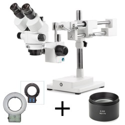 PACK - ENSEMBLE TRINOCULAIRE TETE + PIED DOUBLE + ECLAIRAGE LED + 0.5X EUROMEX