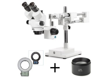 PACK - ENSEMBLE TRINOCULAIRE TETE + PIED DOUBLE + ECLAIRAGE LED + 0.5X EUROMEX